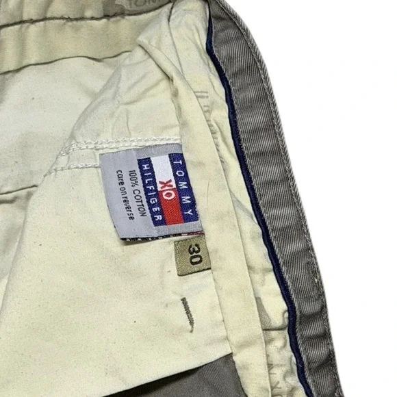 Vintage Tommy Hilfiger XO Chino Pants Mens 30 Relaxed Fit Baggy Y2K Pleated Gray - Picture 8 of 9